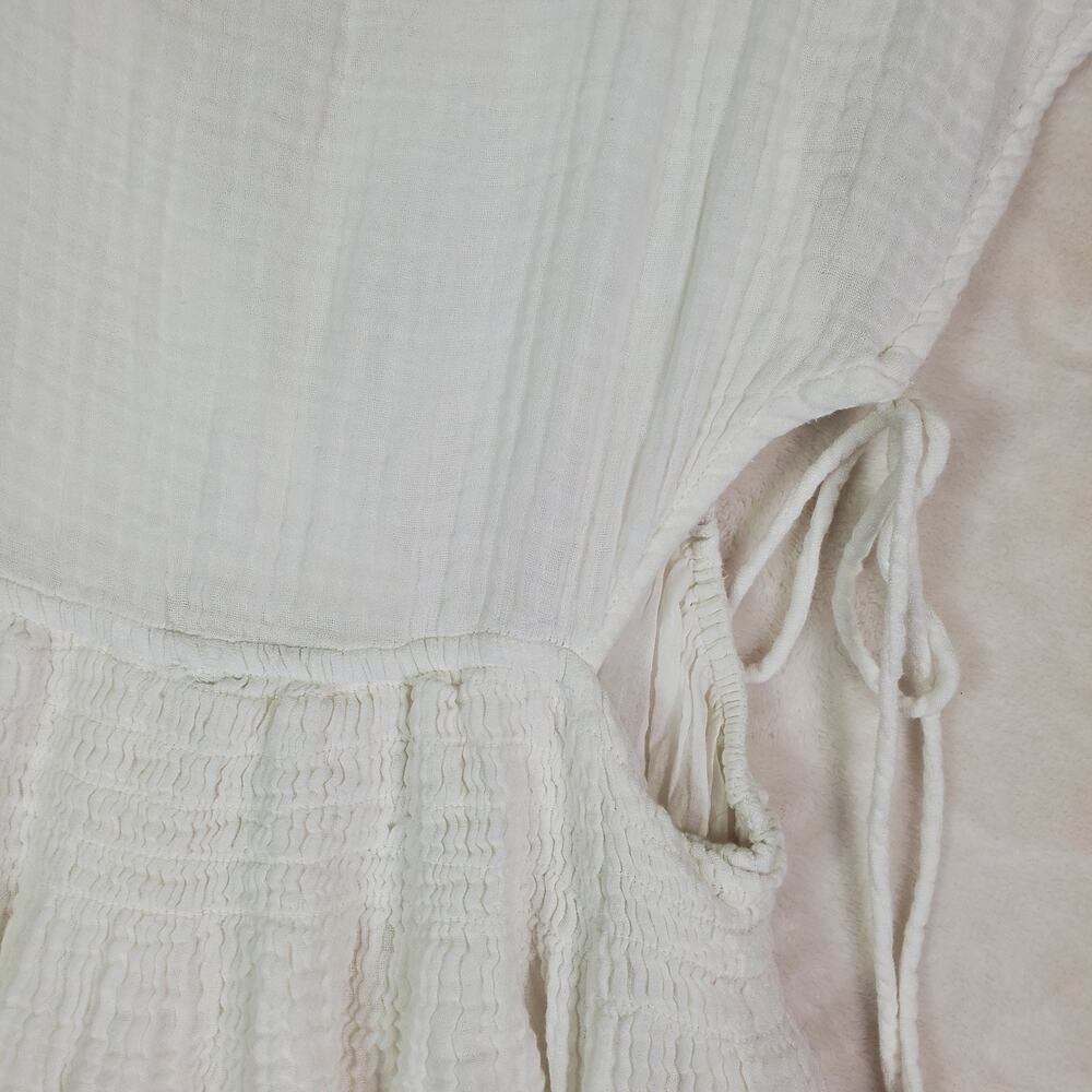 Free People Palmira Mini Dress Womens Ivory V Neck Short Cutout Tassel Lined Med - Picture 11 of 14